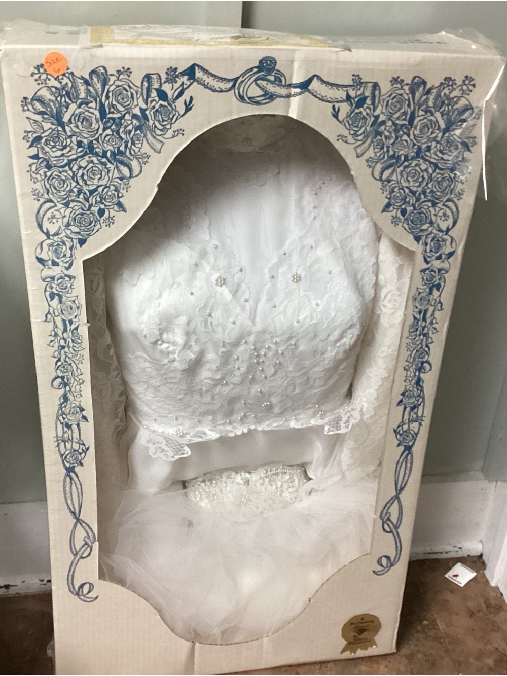 White Lace Bridal Doll Dress in Display Box vintage size 6